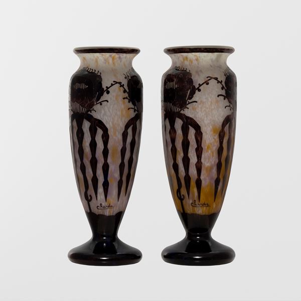 Charder, prod. Le Verre Francais (2)  (Francia, anni 20-30)  - Asta Design e Arti Decorative del 900 - Colasanti Casa d'Aste