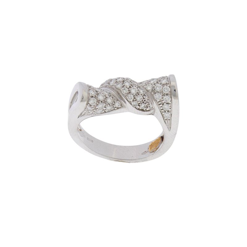 Recarlo Anello Fiocco in Oro Bianco 18kt e Diamanti