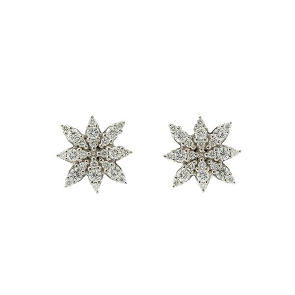 Orecchini a lobo in oro bianco 18kt e diamanti