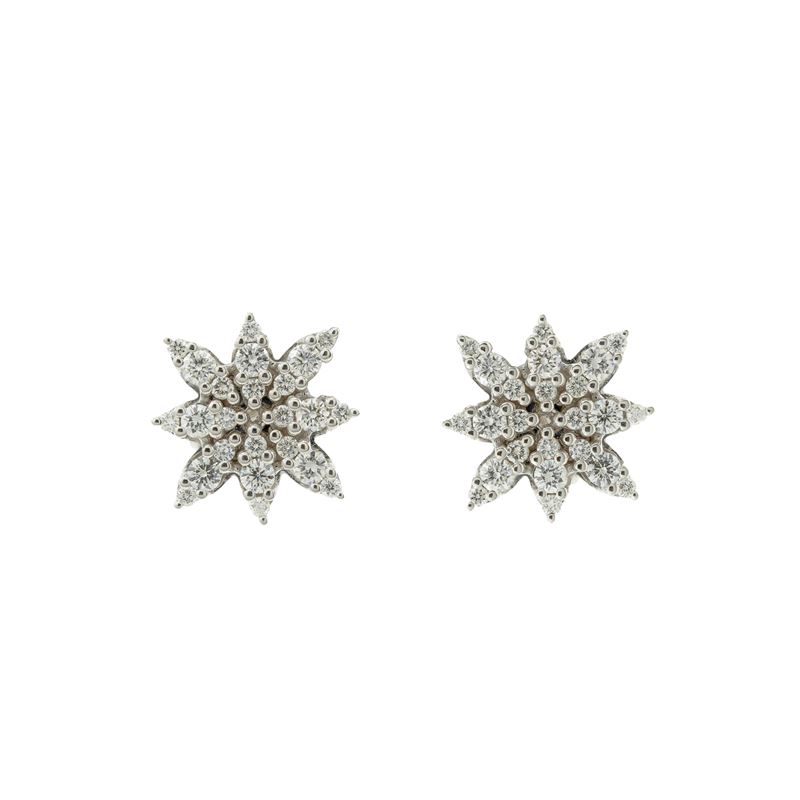 Orecchini a Lobo in Oro Bianco 18kt e Diamanti
