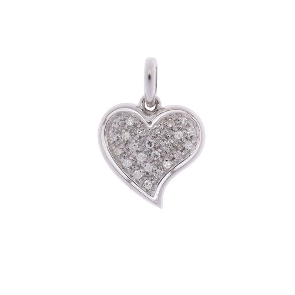 Pendente cuore in oro bianco 18kt e diamanti