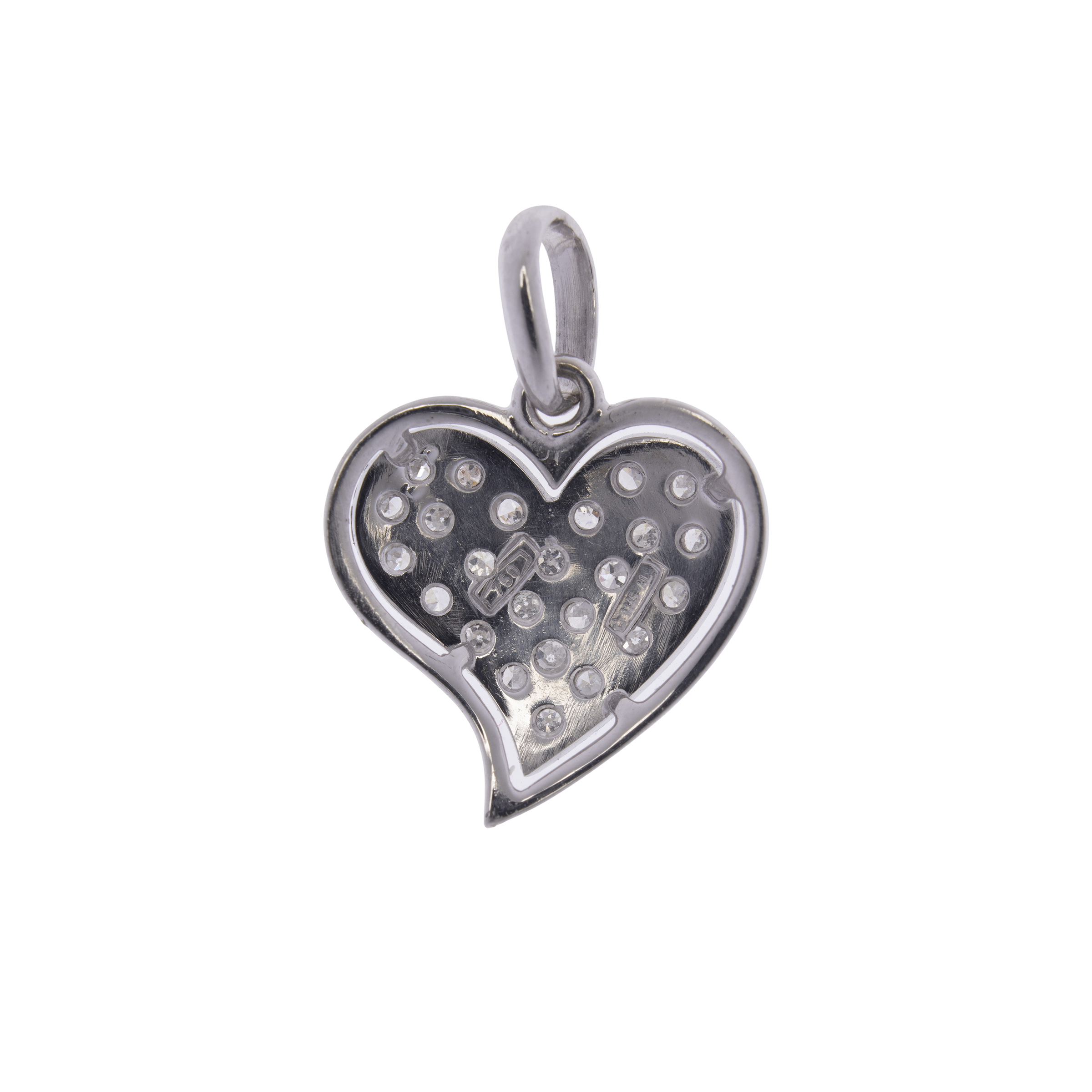 Pendente cuore in oro bianco 18kt e diamanti