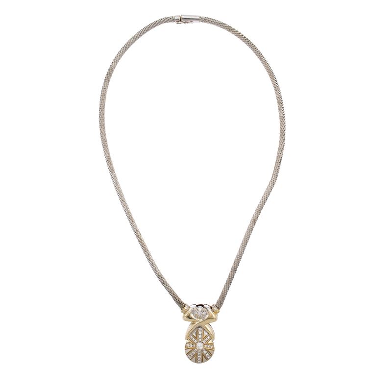 Collana in oro a due colori 18kt e diamanti