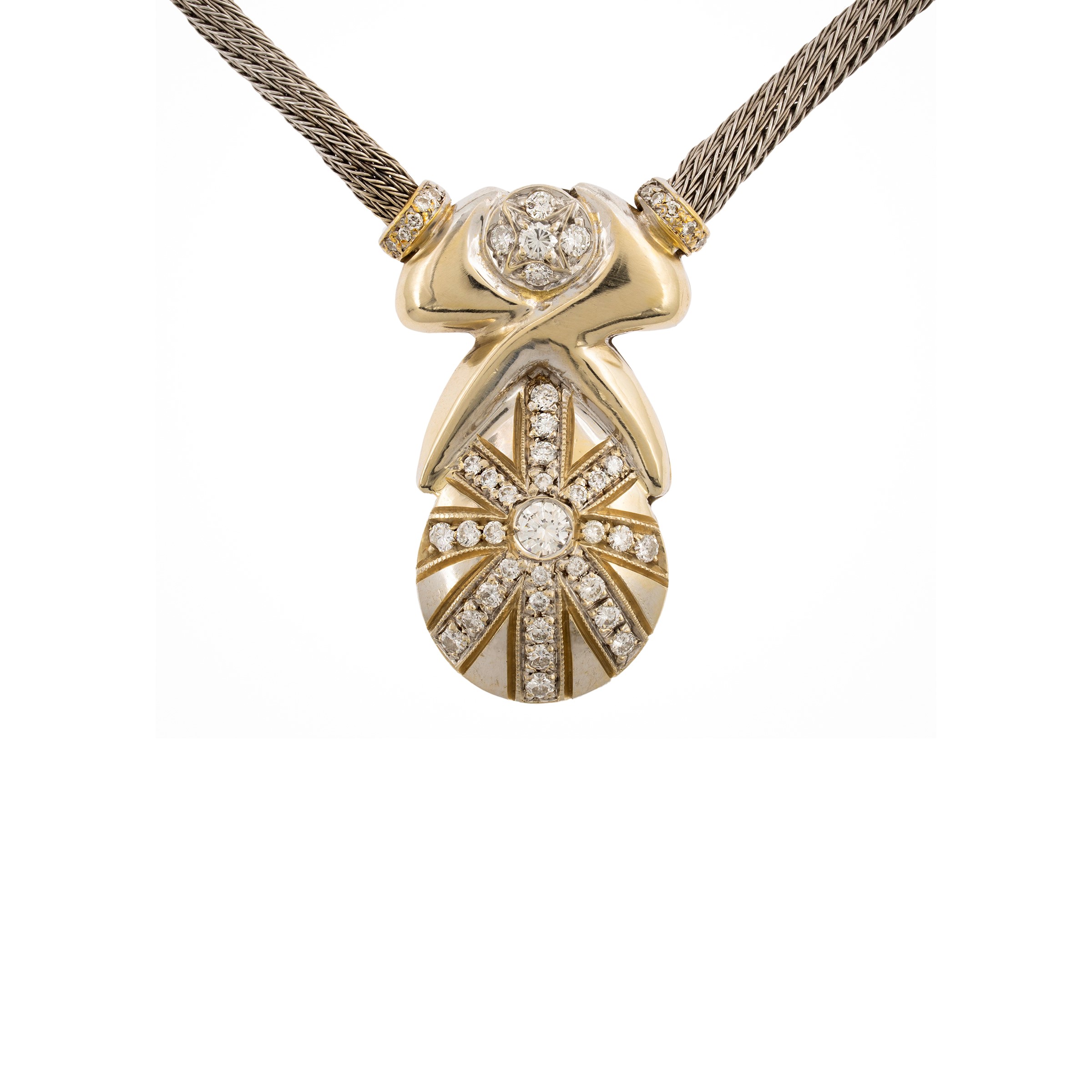 Collana in oro a due colori 18kt e diamanti