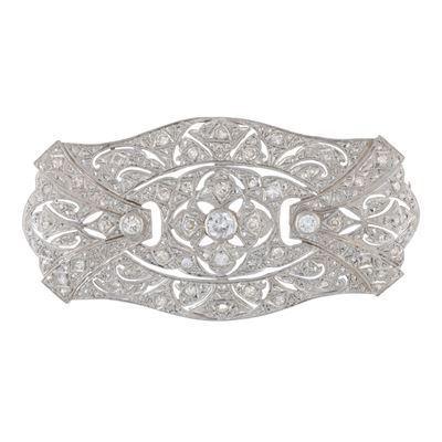 Spilla in Platino e Diamanti Taglio Brillante Antico