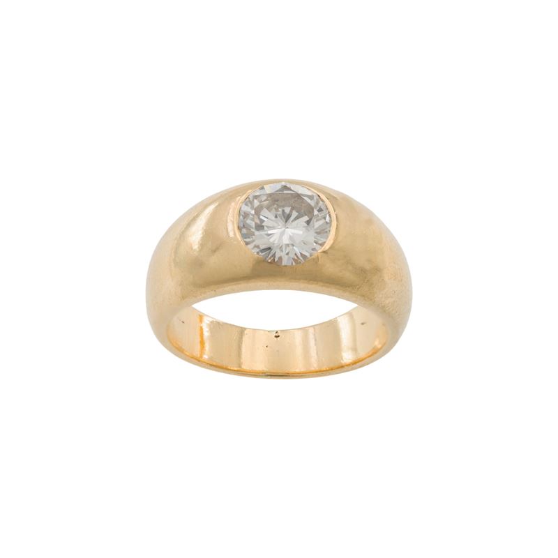 Anello in Oro Giallo 18kt con un Diamante Naturale