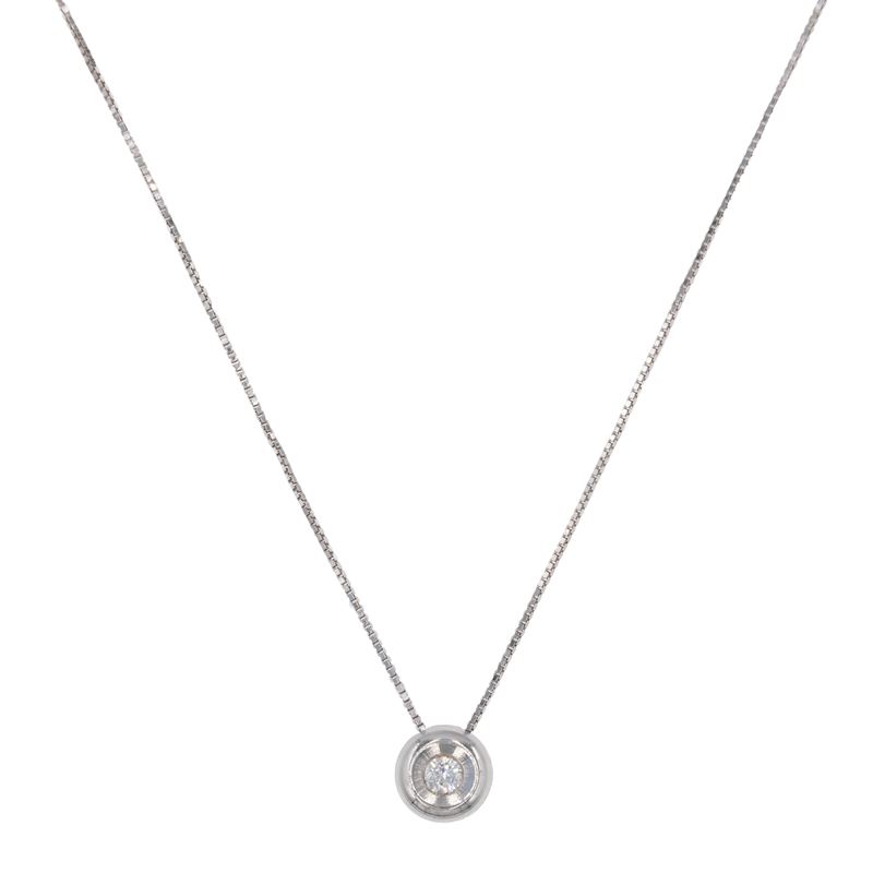 Collana punto luce in oro bianco 18kt e diamante