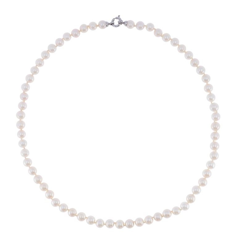 Collana ad un filo di perle coltivate