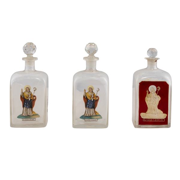Three rectangular section bottles  (Italy, 18th century.)  - Auction Old Master Paintings and Fine Art - Colasanti Casa d'Aste