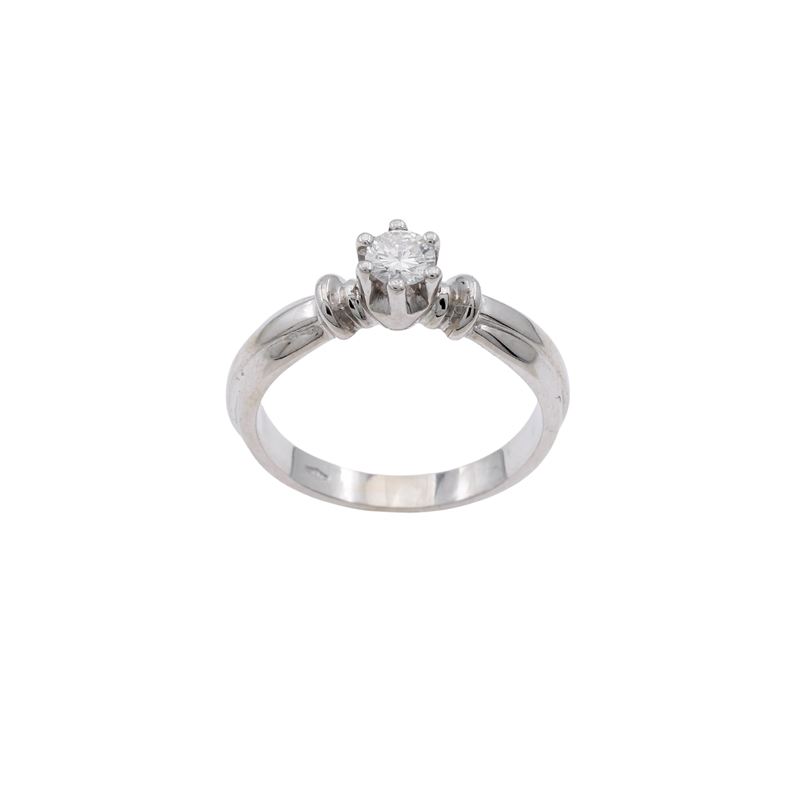 Anello solitario in oro bianco 18kt con diamante