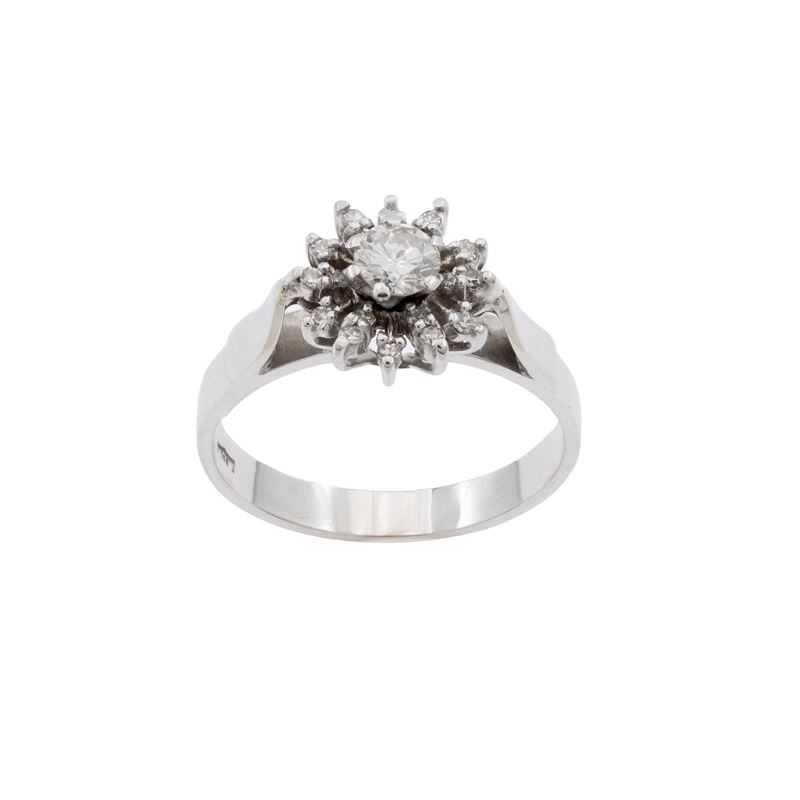Anello in Oro Bianco 18kt con un Diamante