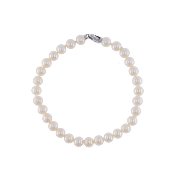 Bracciale in oro bianco 18kt e perle coltivate