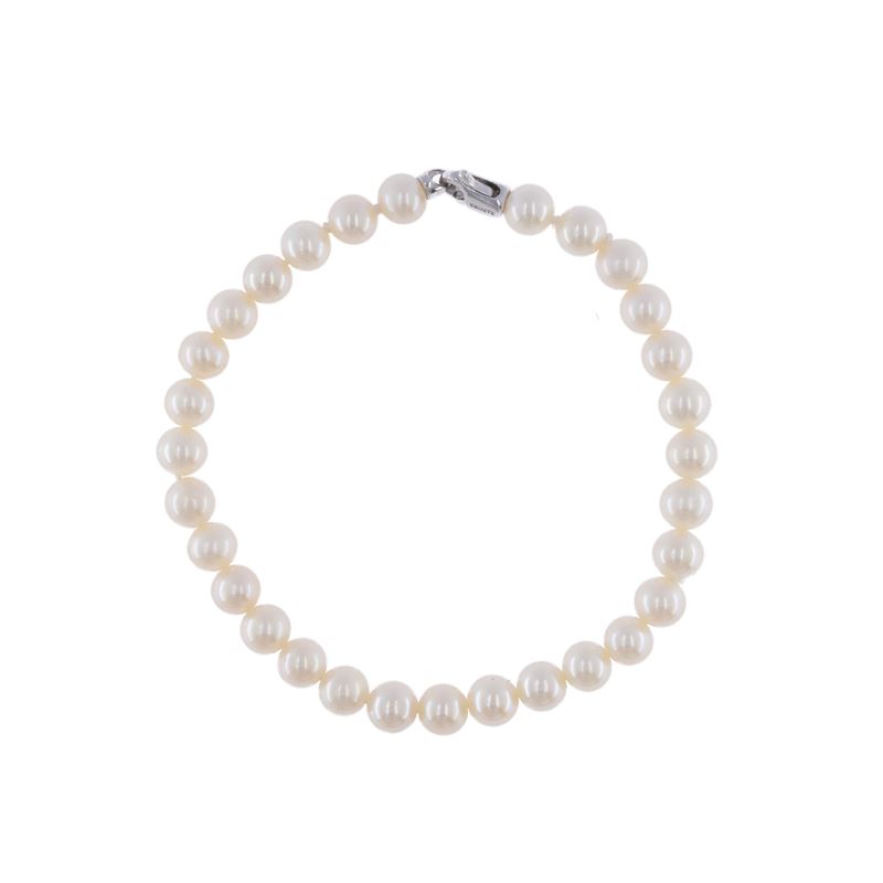 Bracciale in oro bianco 18kt e perle coltivate