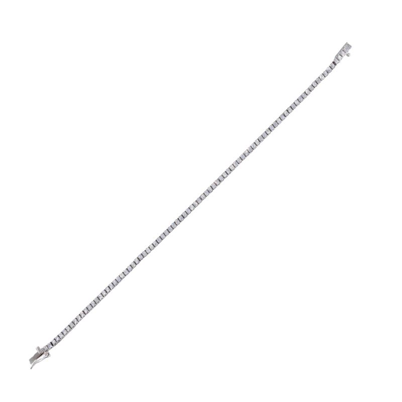 Bracciale Tennis in Oro Bianco 18kt e Pietre a Simulare Diamanti