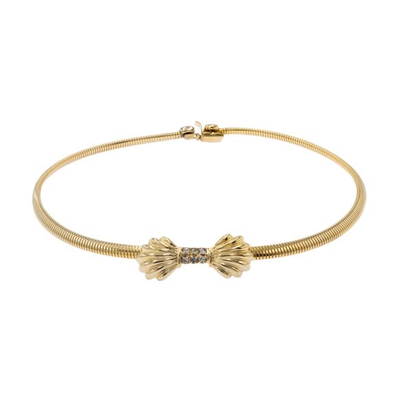 Girocollo tubogas bijou vintage in metallo dorato e strass