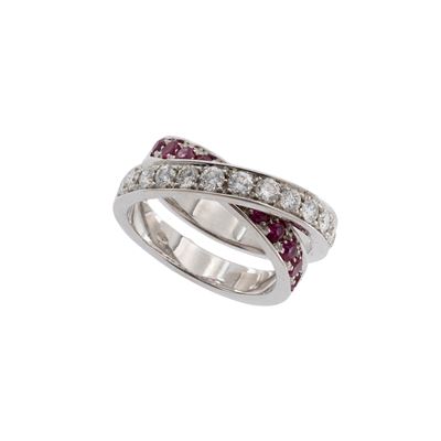 Anello in Oro Bianco 18kt Diamanti e Rubini