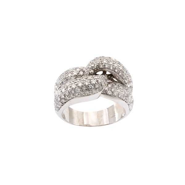 Anello nodo in oro bianco 18kt e diamanti
