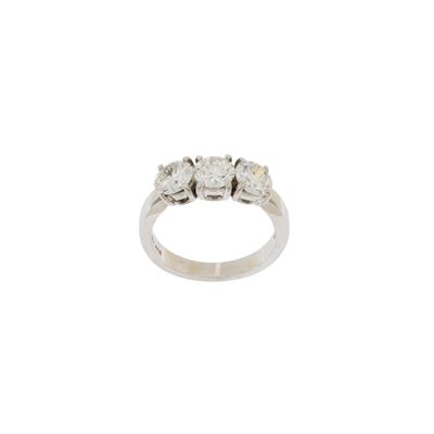 Damiani Anello Trilogy in Oro Bianco 18kt e Tre Diamanti
