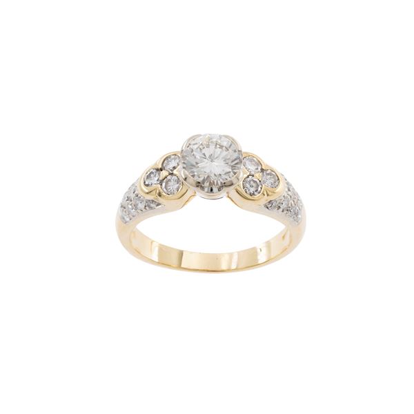 Damiani anello in oro giallo 18kt con un diamante naturale