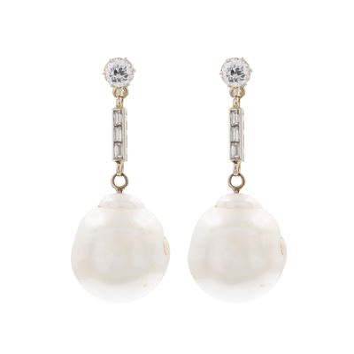 Orecchini Pendenti in Oro Bianco 18kt Perle Barocche e Diamanti