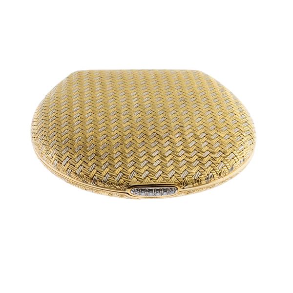 Bulgari trousse portacipria in oro a due colori 18kt