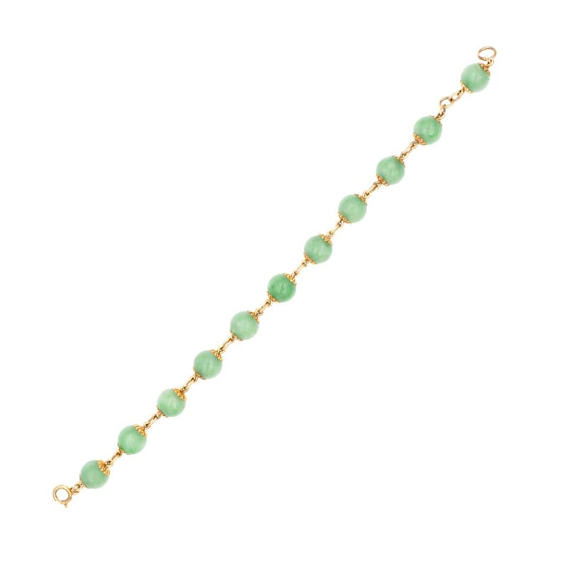 Bracciale in oro giallo 18kt con sfere di giada