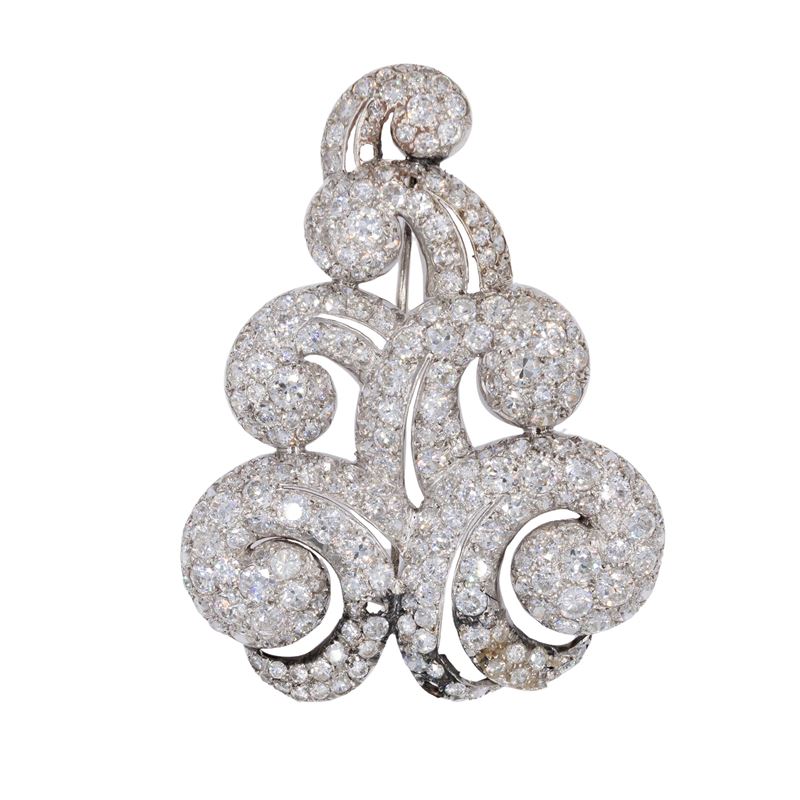 Spilla in oro bianco 18kt e diamanti