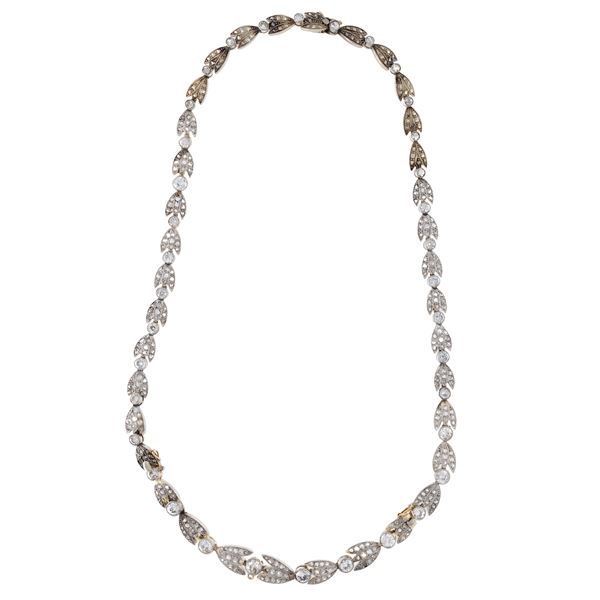 Antica collana in oro argento e diamanti