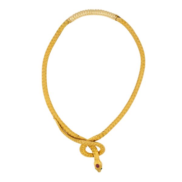Collana a serpente in oro giallo 18kt