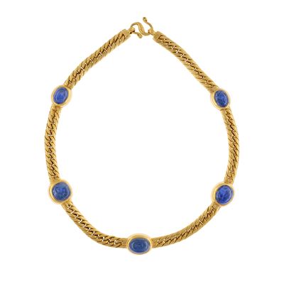 Collana in Oro Giallo 22kt con Cinque Zaffiri