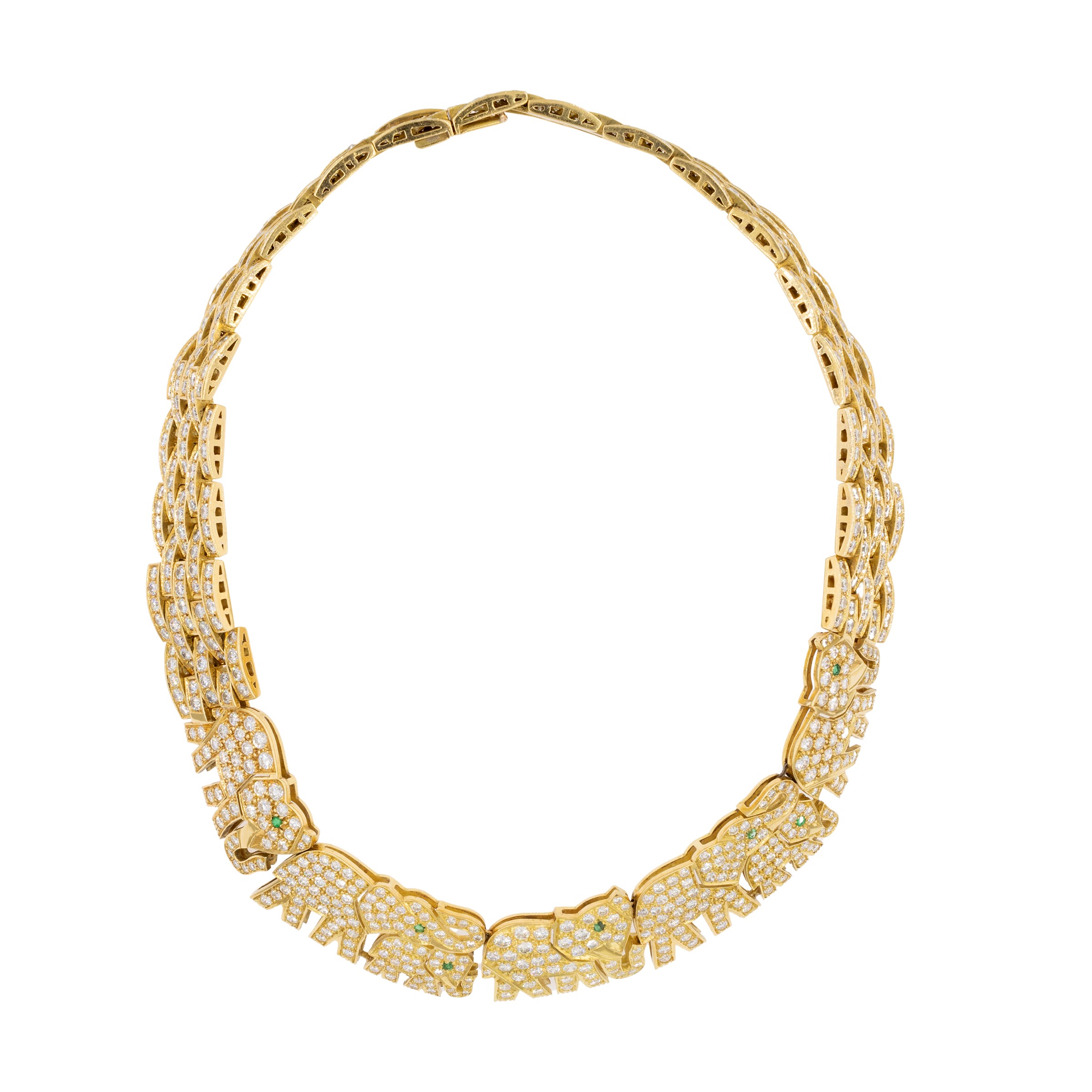 Girocollo elefanti in oro giallo 18kt e diamanti