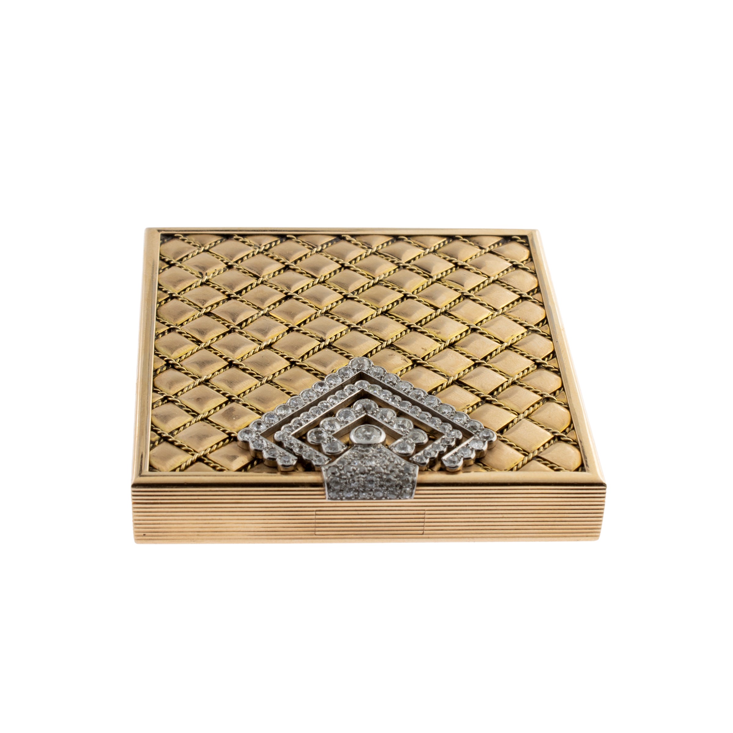 Trousse portacipria e portarossetto in oro giallo 18kt con diamanti