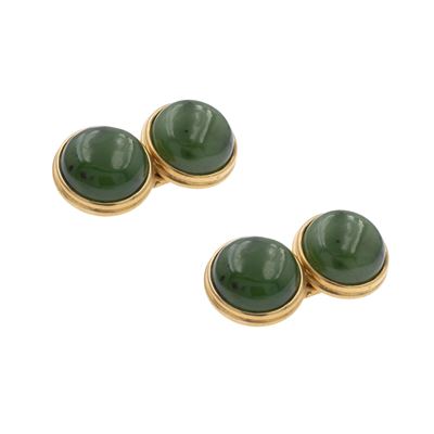 Gemelli in Oro Giallo 18kt e Giada
