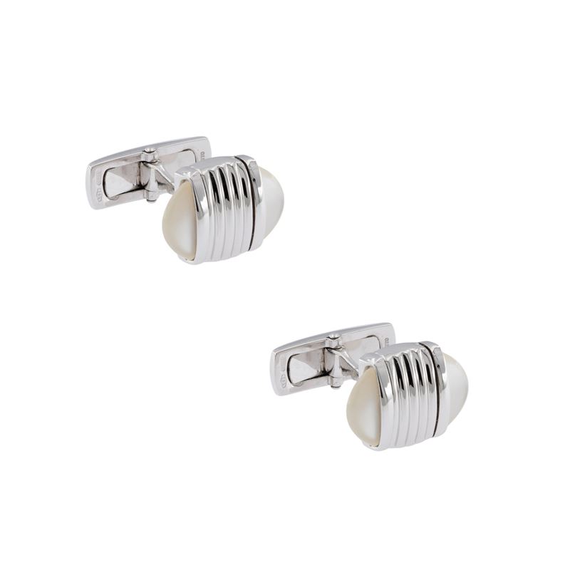 Gemelli in Oro Bianco 18kt e Madreperla