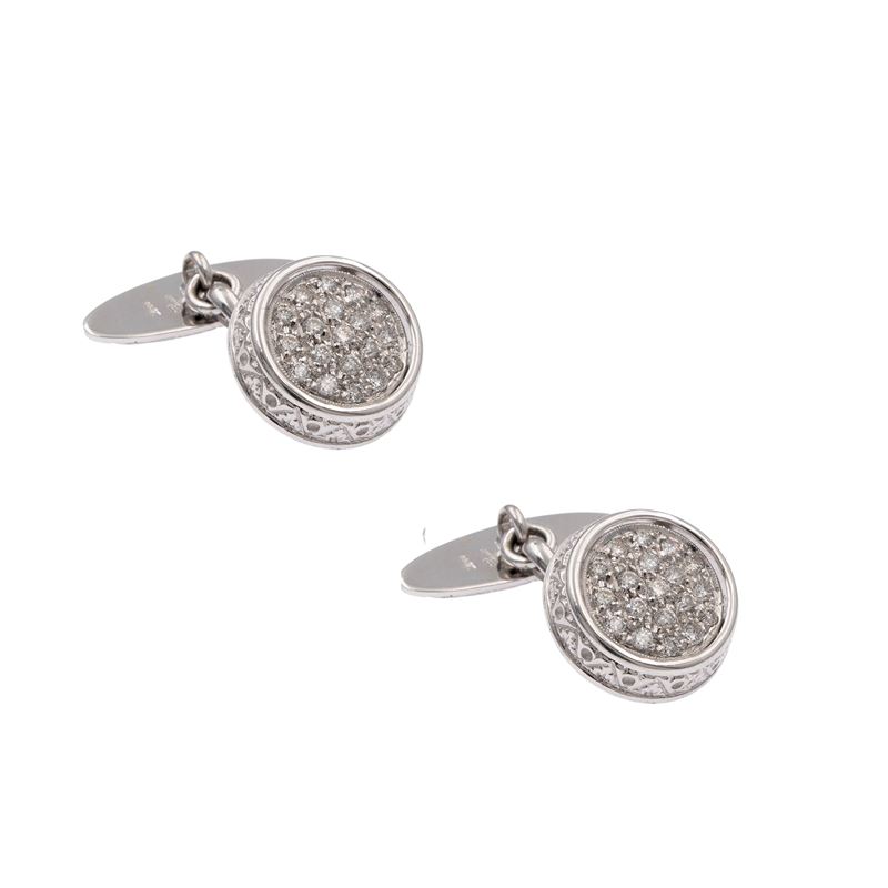 Gemelli in Oro Bianco 18kt e Diamanti