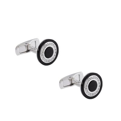 Gemelli in Oro Bianco 18kt Onice Nero e Diamanti