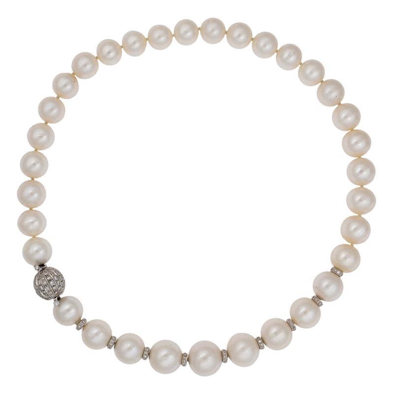 Collana ad un filo di perle australiane