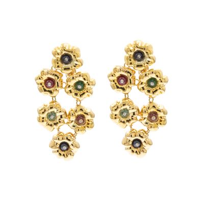 Orecchini Pendenti Fiori in Oro Giallo 18kt