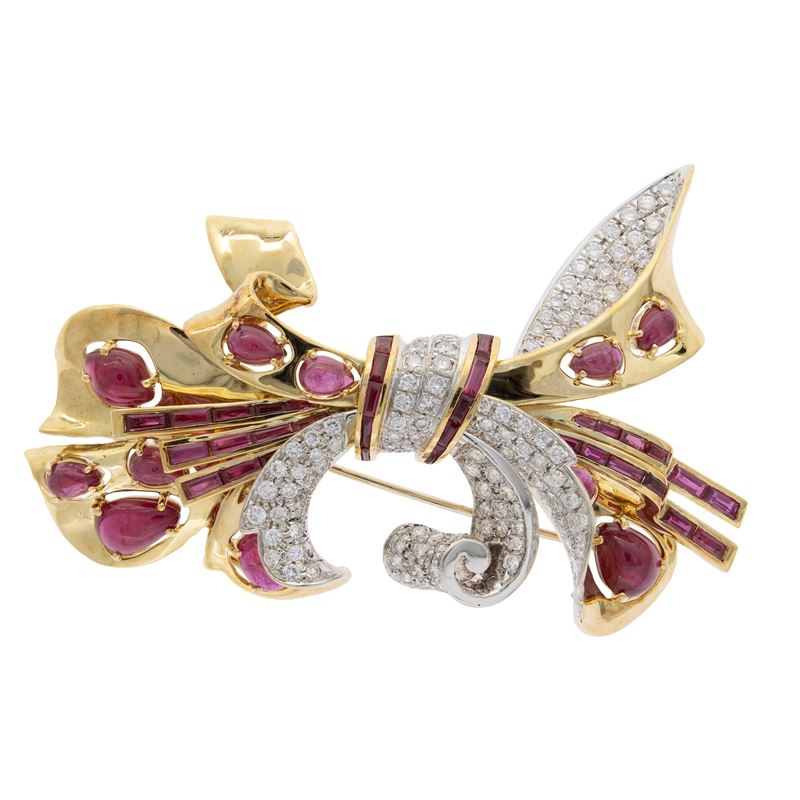 Sabbadini spilla fiocco in oro a due colori 18kt