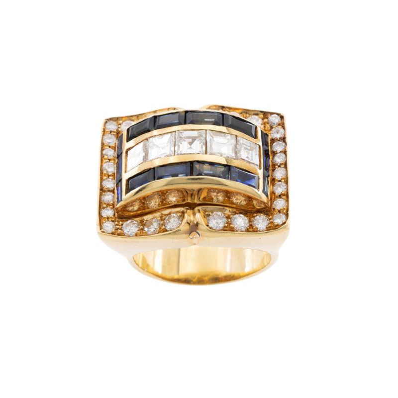 Moroni anello a ponte in oro giallo 18kt