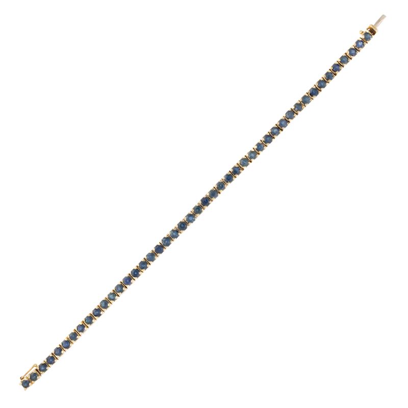Bracciale Tennis in Oro Giallo 18kt e Zaffiri Tondi