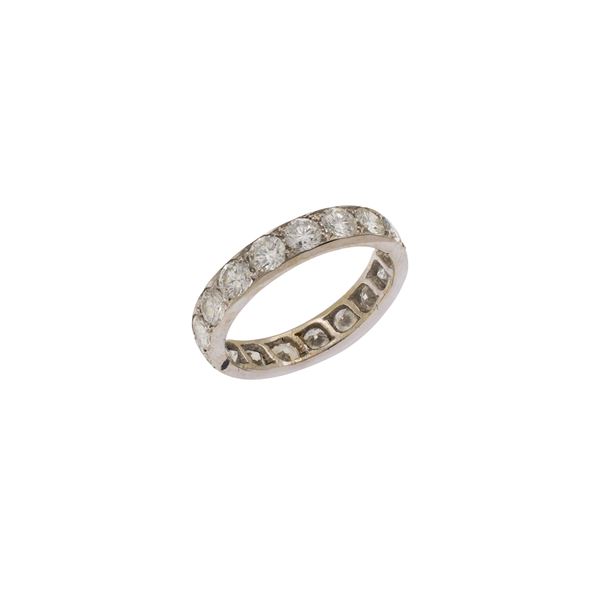 Anello fede in oro bianco 18kt e diamanti