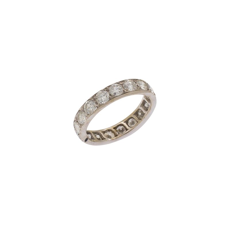 Anello Fede in Oro Bianco 18kt e Diamanti