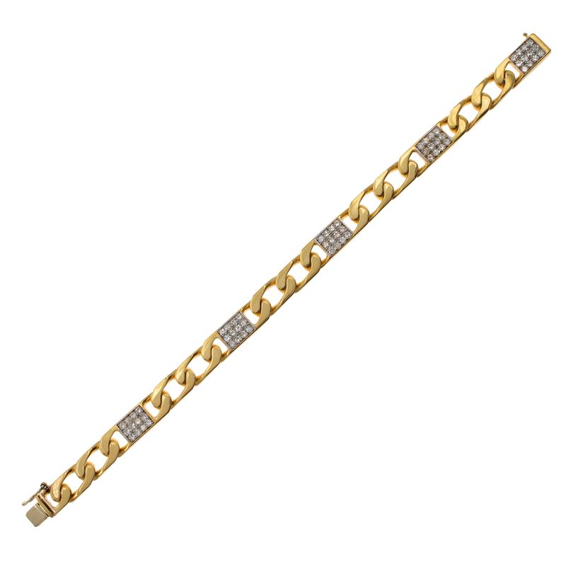 Bracciale in oro giallo e bianco 18kt e diamanti
