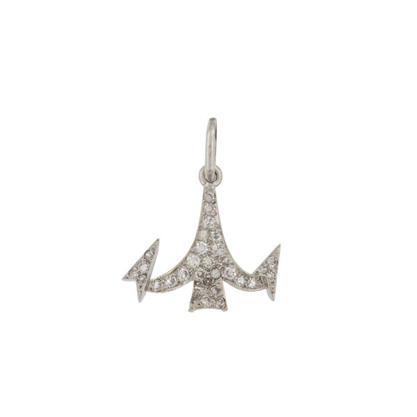 Pendente ancora in oro bianco 18kt e diamanti