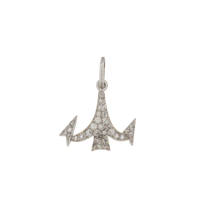 Pendente ancora in oro bianco 18kt e diamanti