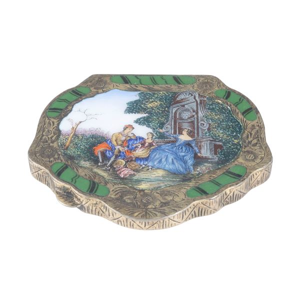 Silver and polychrome enamel  trousse