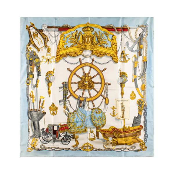 Hermes Bateaux à Vapeur De Jouffroy D'Abbans collection vintage scarf