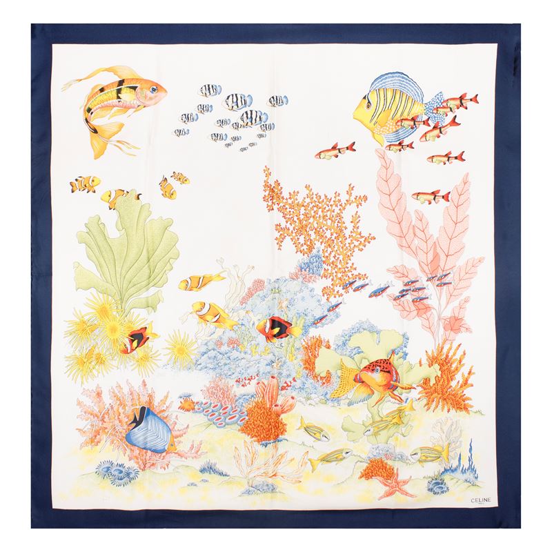 Celine foulard vintage Pesci