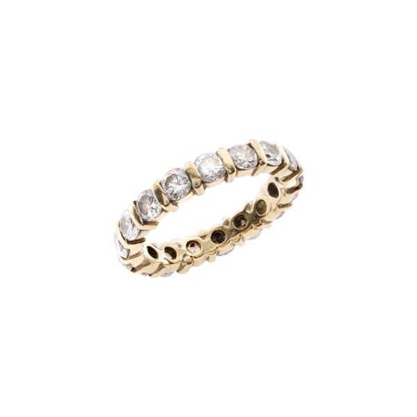 Anello fede in oro giallo 18kt e diamanti